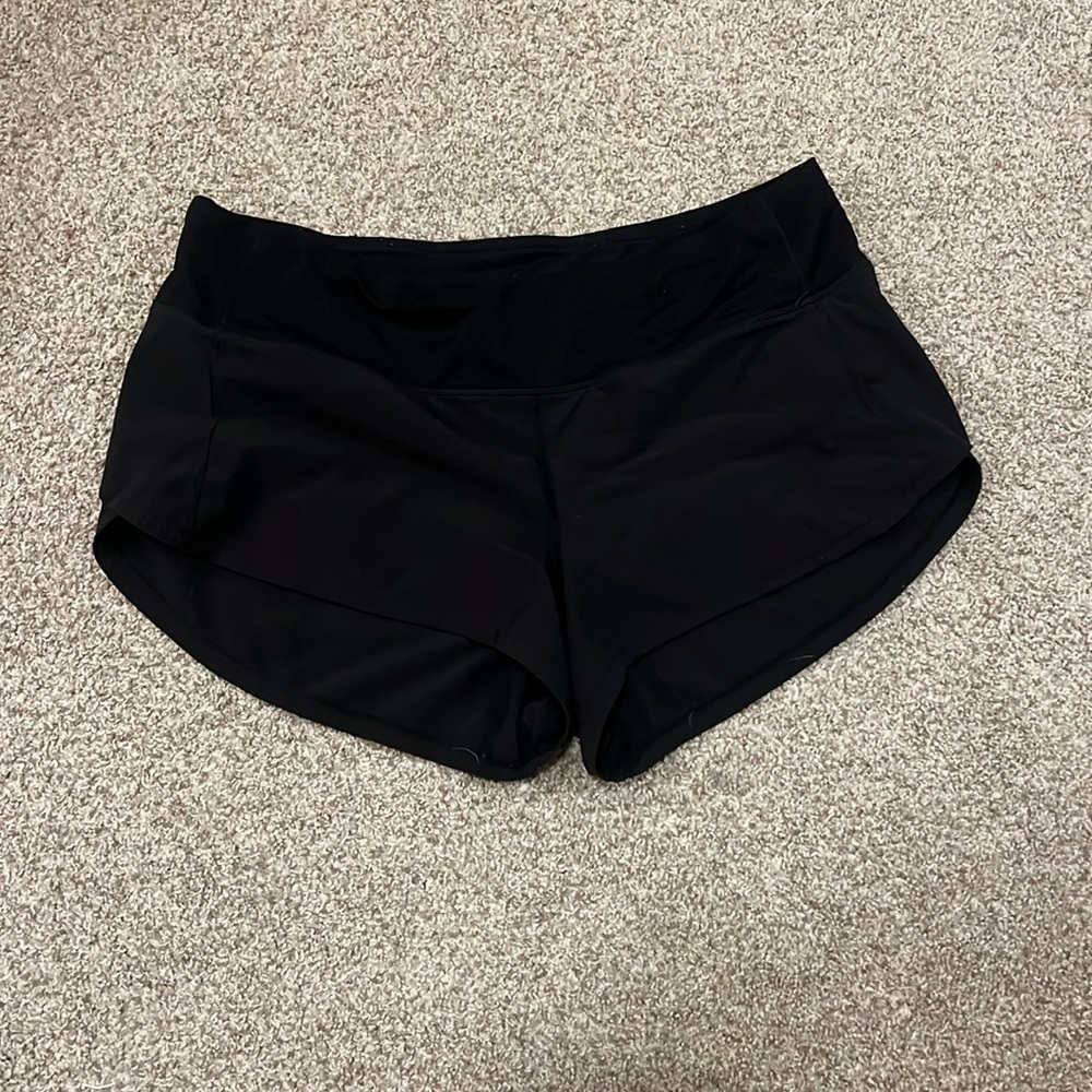 Lululemon speed up shorts, black, size 6.